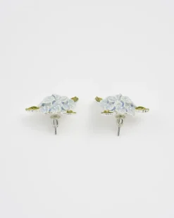Hot Fable England Hydrangea Silver Earrings