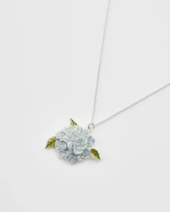 Fashion Fable England Hydrangea Silver Necklace