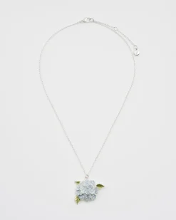 Fashion Fable England Hydrangea Silver Necklace