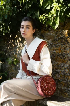 Sale Fable England Magical Mushroom Burgundy Circle Purse