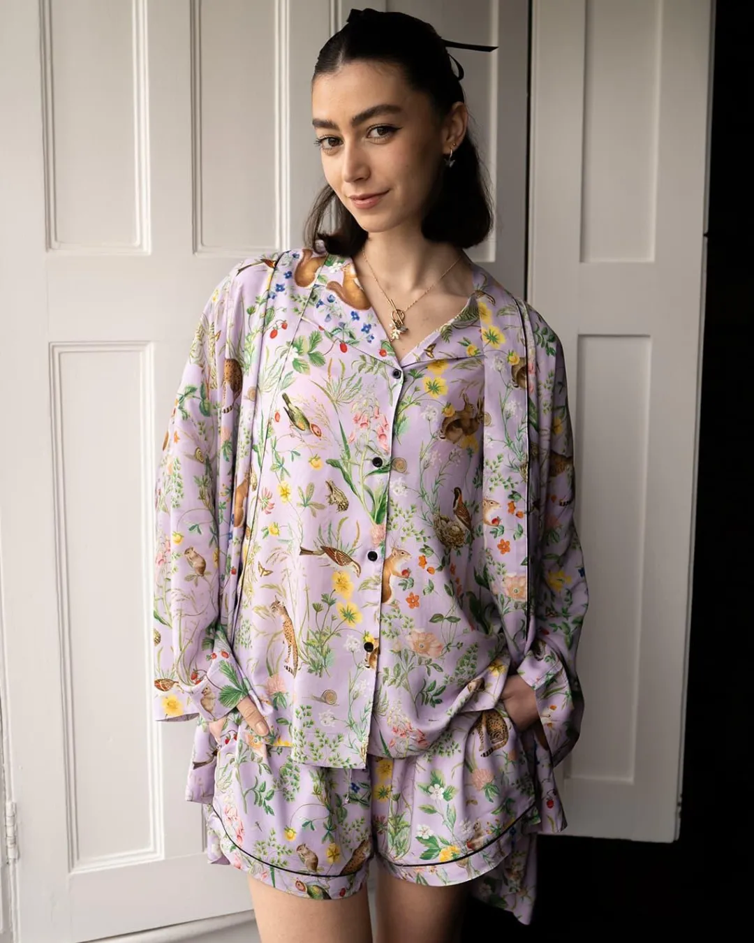 Outlet Fable England Meadow Creature Lilac Short Kimono