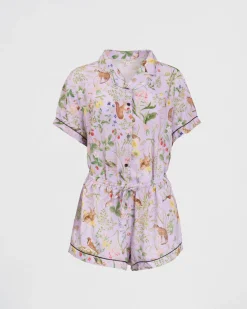 Hot Fable England Meadow Creature Lilac Short Pajamas