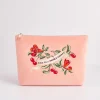 Online Fable England Midsummer Dream Cherry Embroidered Peach Velvet Pouch