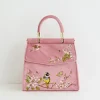 Hot Fable England Morning Song Bird Embroidered Mini Pink Tote