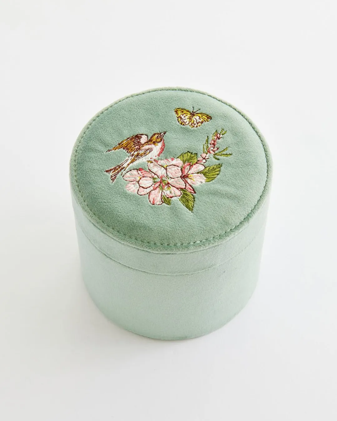 Fashion Fable England Morning Song Bird Embroidered Round Jewellery Box