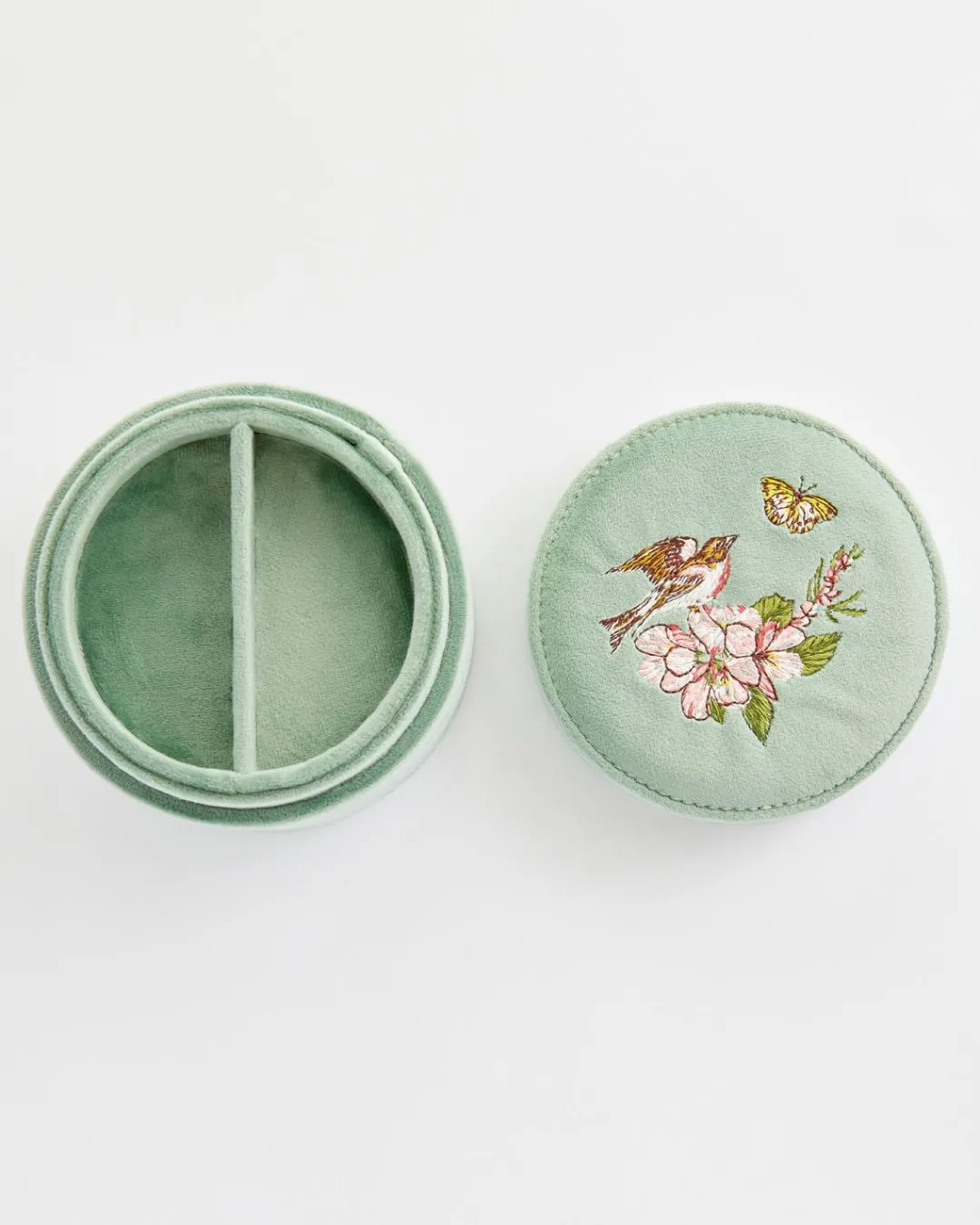 Fashion Fable England Morning Song Bird Embroidered Round Jewellery Box