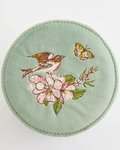 Fashion Fable England Morning Song Bird Embroidered Round Jewellery Box