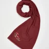 Sale Fable England Mushroom Embroidered Burgundy Pashmina Scarf