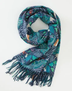 Clearance Fable England Navy The Enchanted Tree Scarf