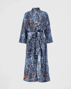 Outlet Fable England Nocturnal Garden Kimono Midnight Blue