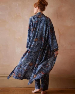 Outlet Fable England Nocturnal Garden Kimono Midnight Blue
