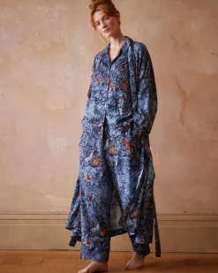 Outlet Fable England Nocturnal Garden Kimono Midnight Blue