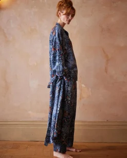 Outlet Fable England Nocturnal Garden Kimono Midnight Blue