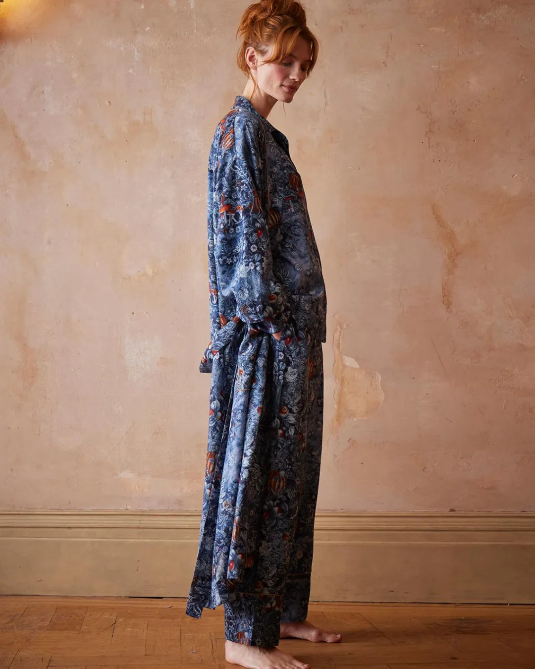 Outlet Fable England Nocturnal Garden Kimono Midnight Blue