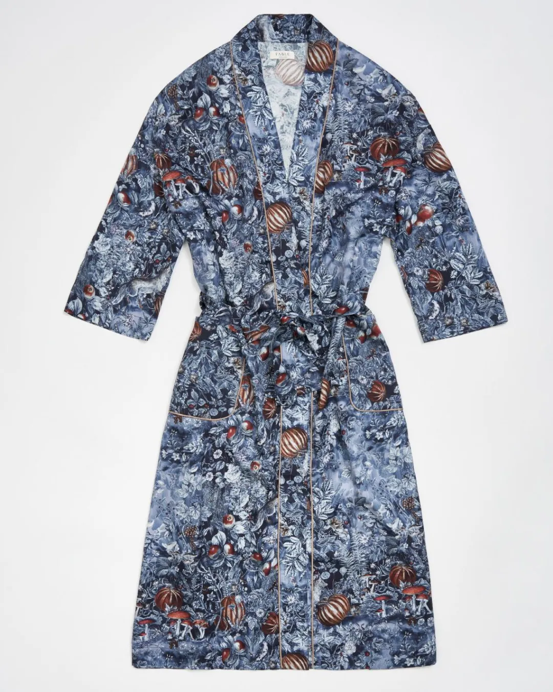 Outlet Fable England Nocturnal Garden Kimono Midnight Blue