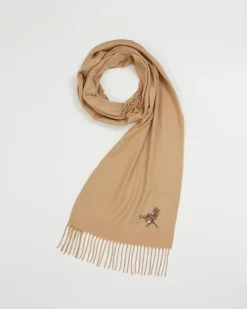 Online Fable England Robin Embroidered Cozy Camel Scarf