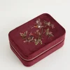 New Fable England Robin Love Embroidered Large Jewellery Box Redcurrant Velvet