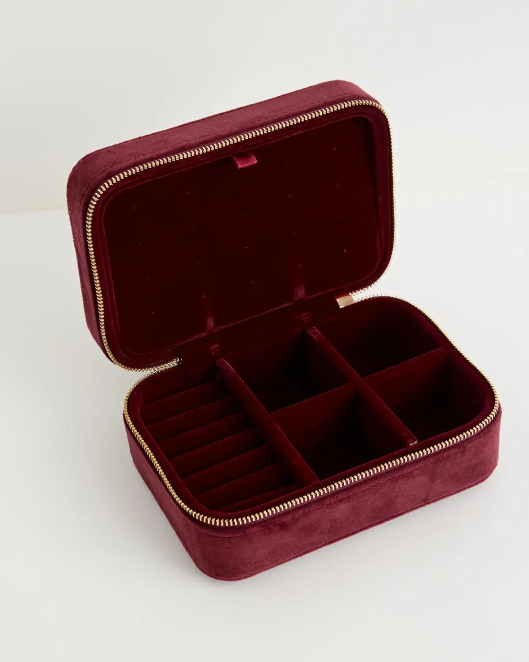New Fable England Robin Love Embroidered Large Jewellery Box Redcurrant Velvet