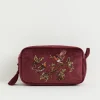 Best Fable England Robin Love Embroidered Pouch Redcurrant Velvet