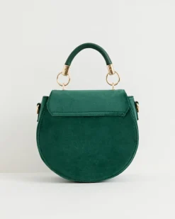 New Fable England Robin Love Velvet Embroidered Saddle Bag - Fern Green