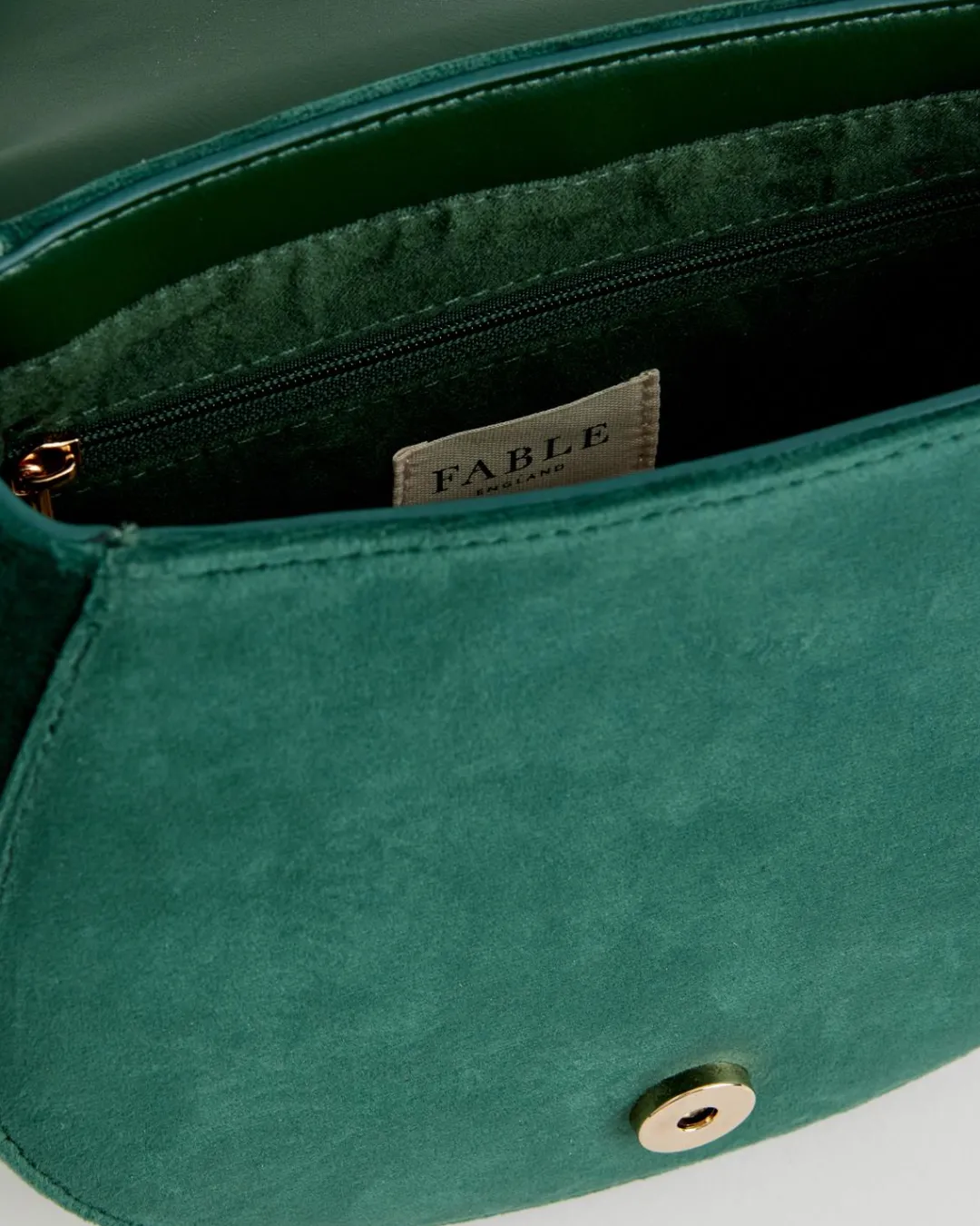 New Fable England Robin Love Velvet Embroidered Saddle Bag - Fern Green