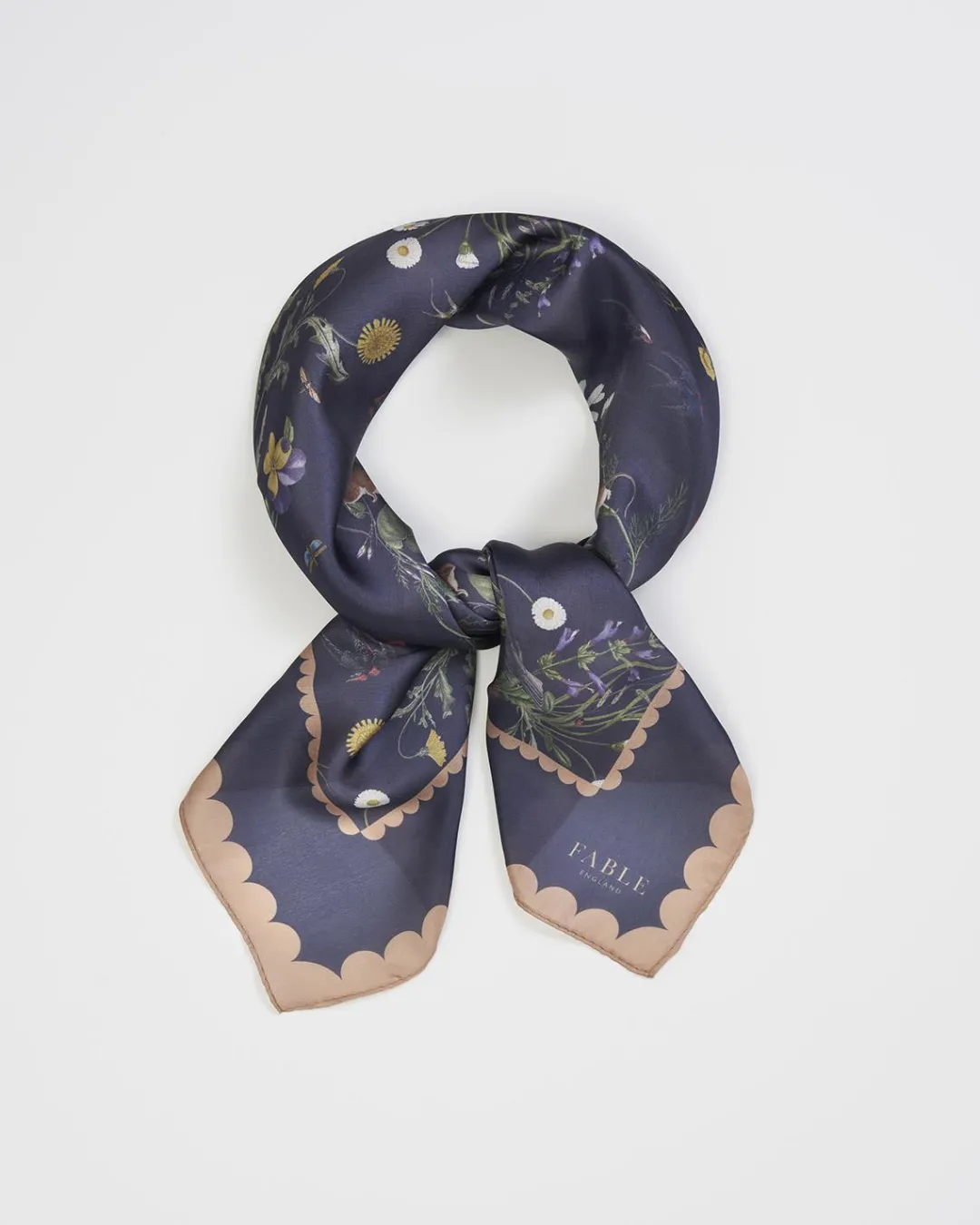 Hot Fable England Running Bunny Toile Navy Square Scarf