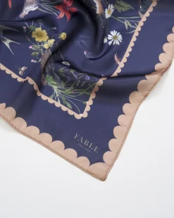 Hot Fable England Running Bunny Toile Navy Square Scarf