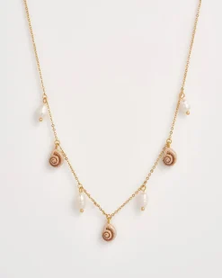Sale Fable England Sea Snail Charm & Pearl Necklace