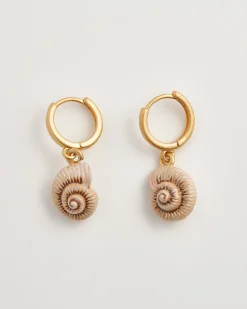 Clearance Fable England Sea Snail Shell Huggie Hoops