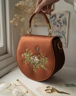 Sale Fable England Sleepy Fawn Embroidered Satin Saddle Bag