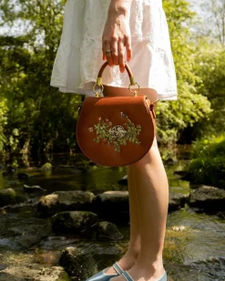 Sale Fable England Sleepy Fawn Embroidered Satin Saddle Bag