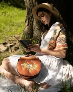 Sale Fable England Sleepy Fawn Embroidered Satin Saddle Bag