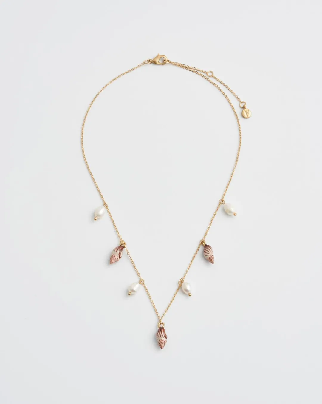 New Fable England Spiral Shell Charm & Pearl Necklace