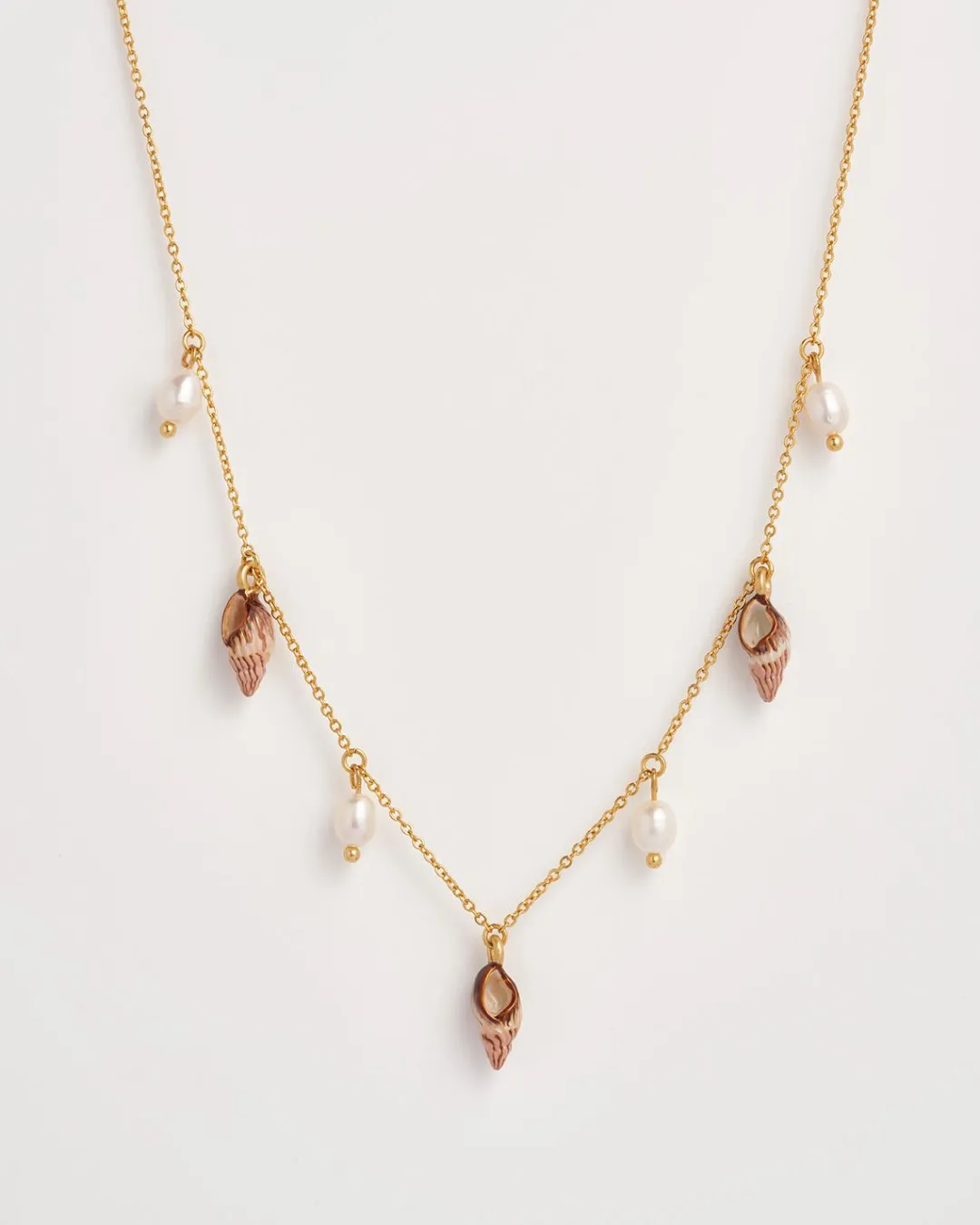 New Fable England Spiral Shell Charm & Pearl Necklace
