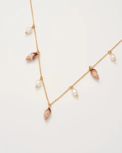 New Fable England Spiral Shell Charm & Pearl Necklace