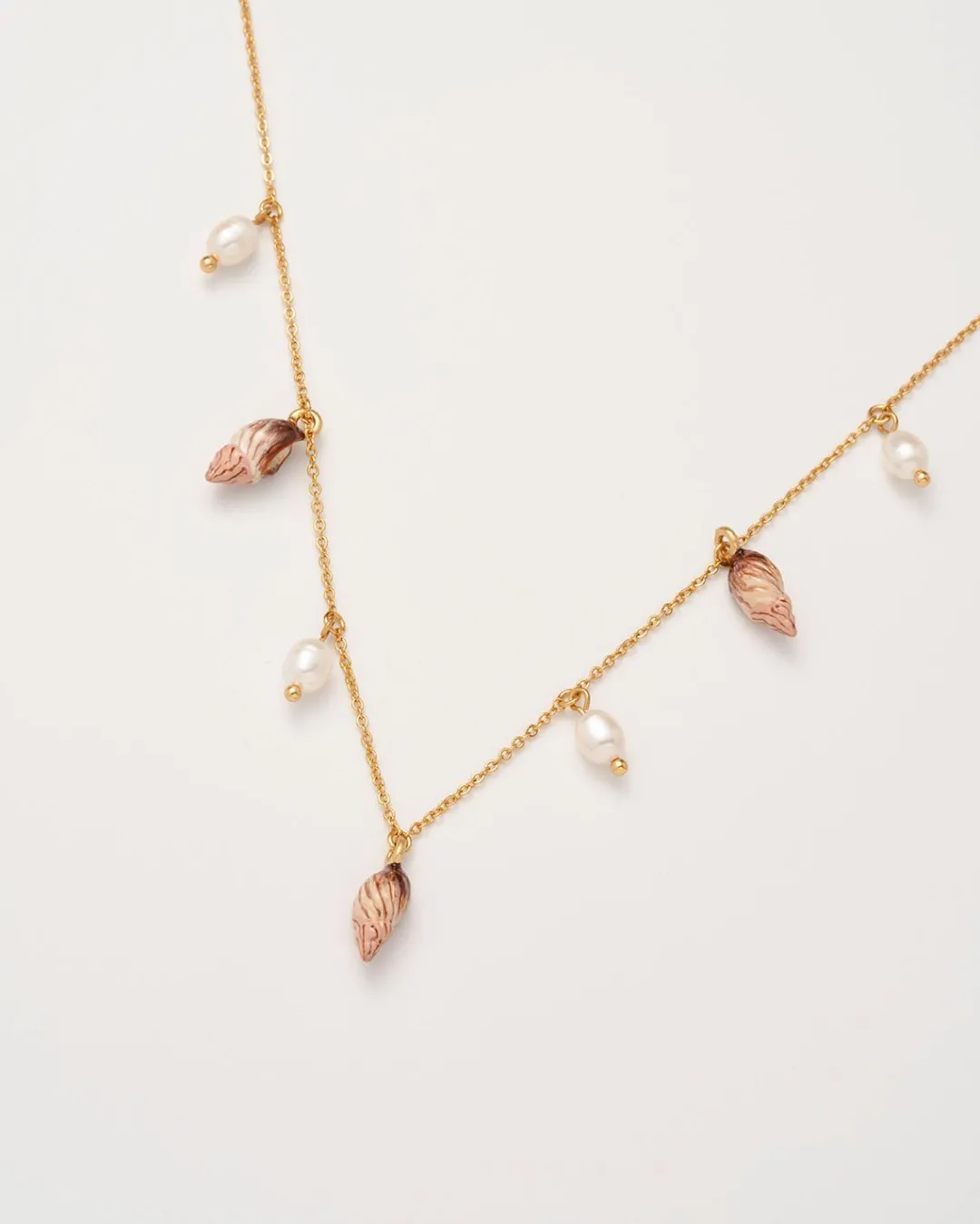 New Fable England Spiral Shell Charm & Pearl Necklace