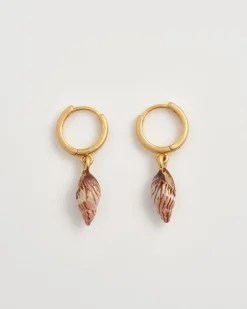 New Fable England Spiral Shell Huggie Hoops