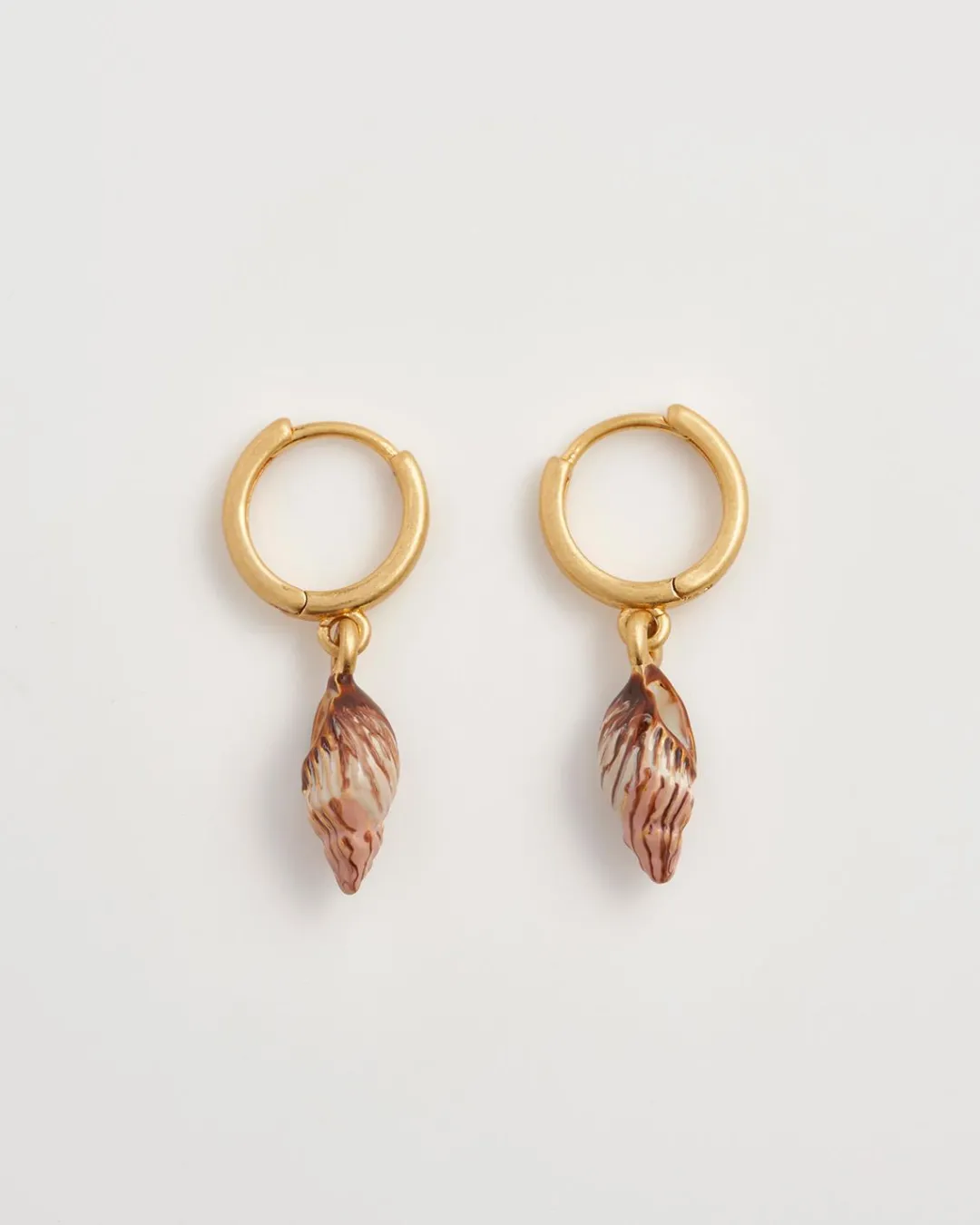 New Fable England Spiral Shell Huggie Hoops