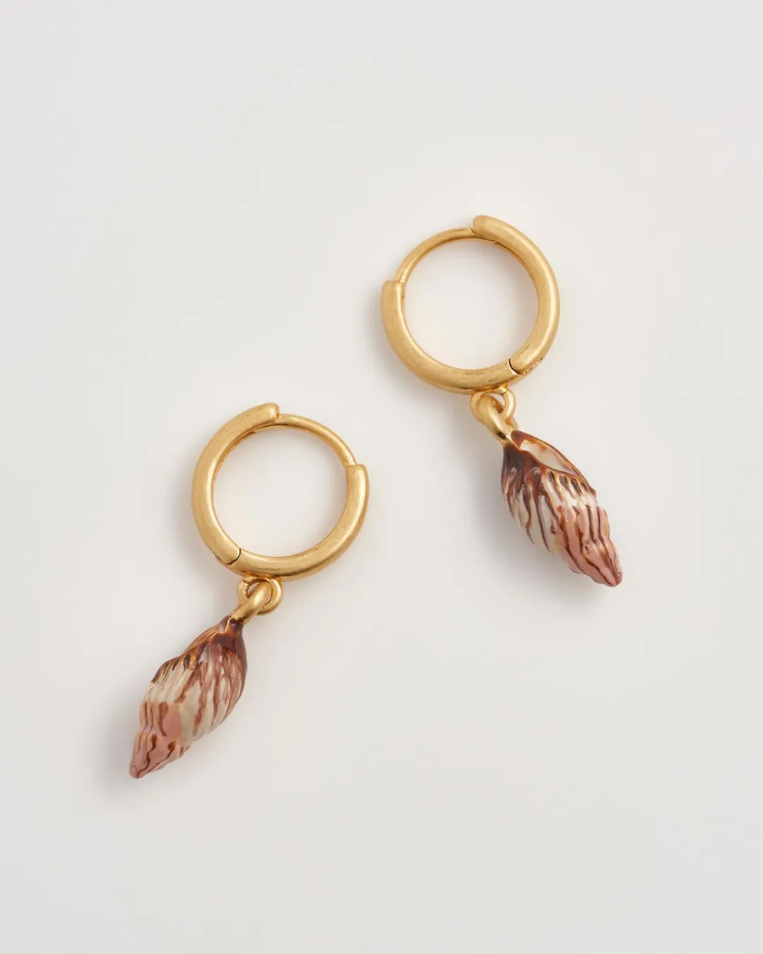 New Fable England Spiral Shell Huggie Hoops