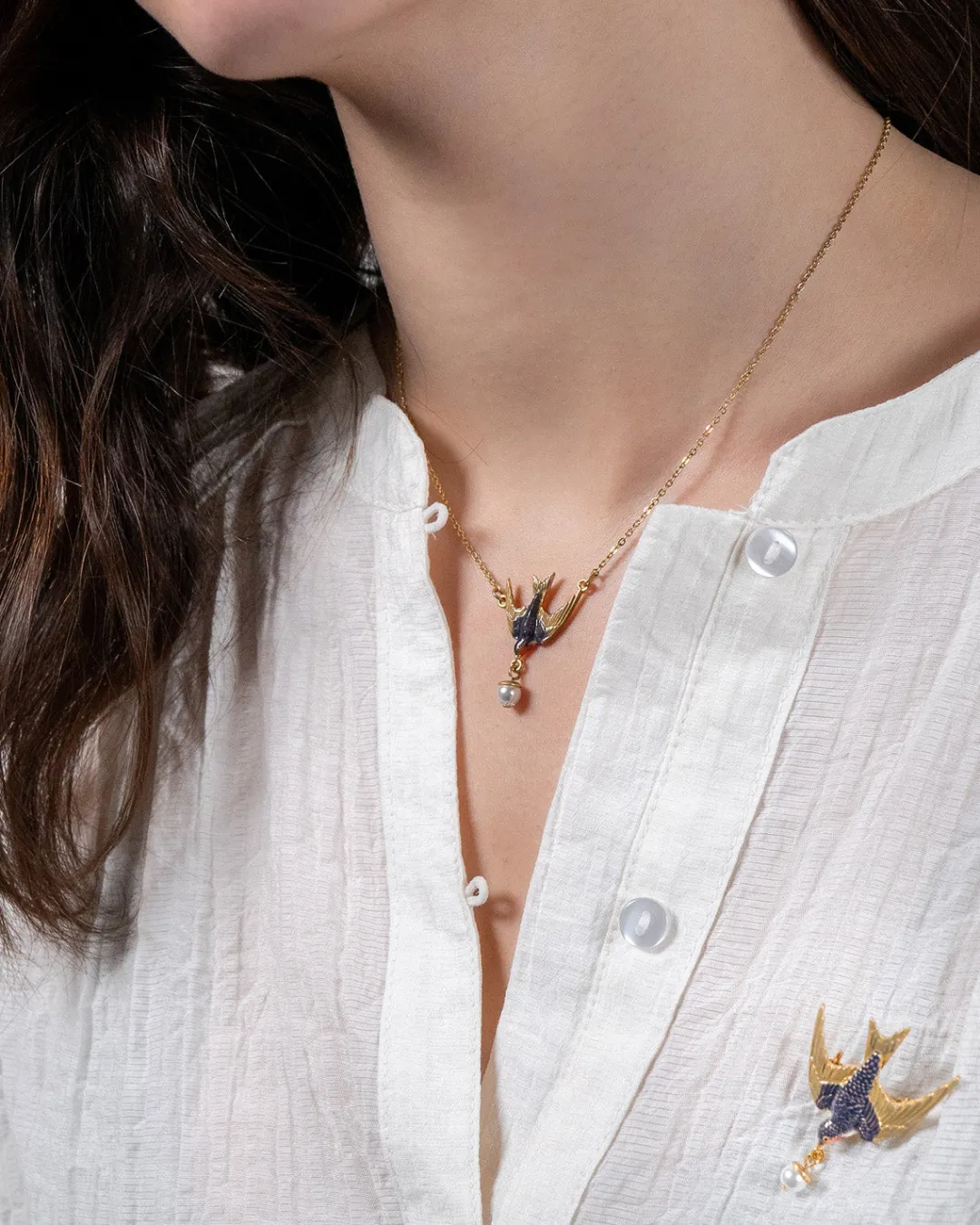 Sale Fable England Swallow & Pearl Pin
