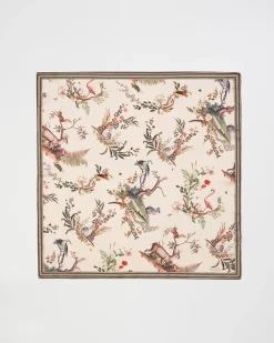 Discount Fable England Toile de Jouy Olive Green Square Scarf