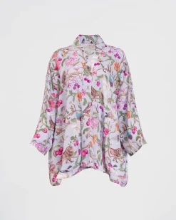 Clearance Fable England Tree of Life Blue Short Kimono