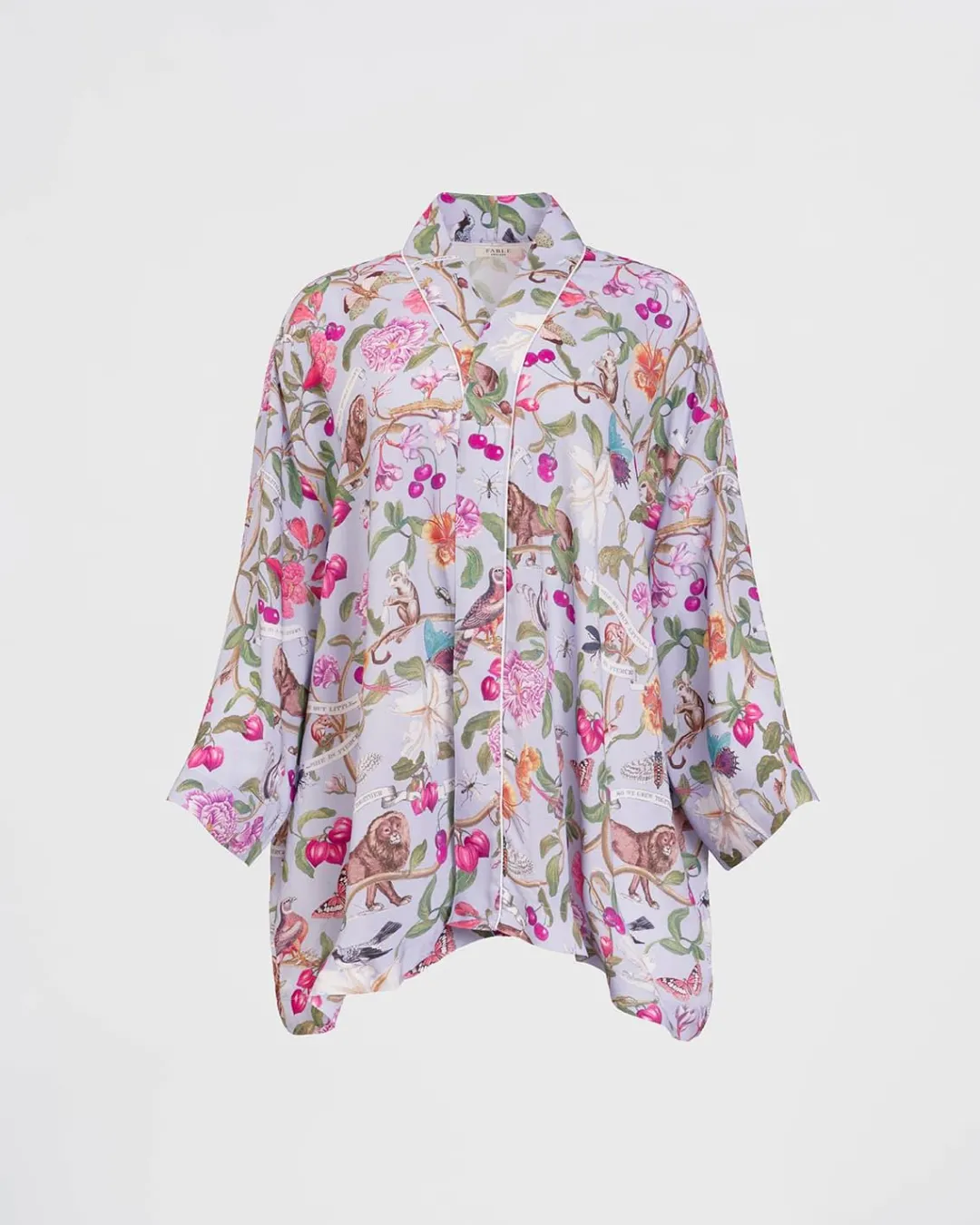 Clearance Fable England Tree of Life Blue Short Kimono