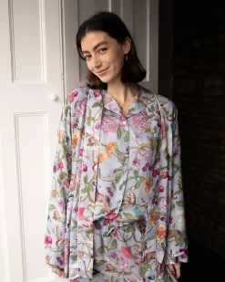 Clearance Fable England Tree of Life Blue Short Kimono