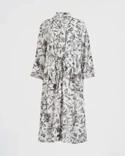 Hot Fable England Tree of Life Monochrome Long Kimono