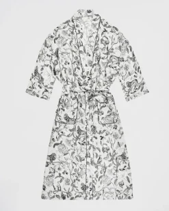Hot Fable England Tree of Life Monochrome Long Kimono