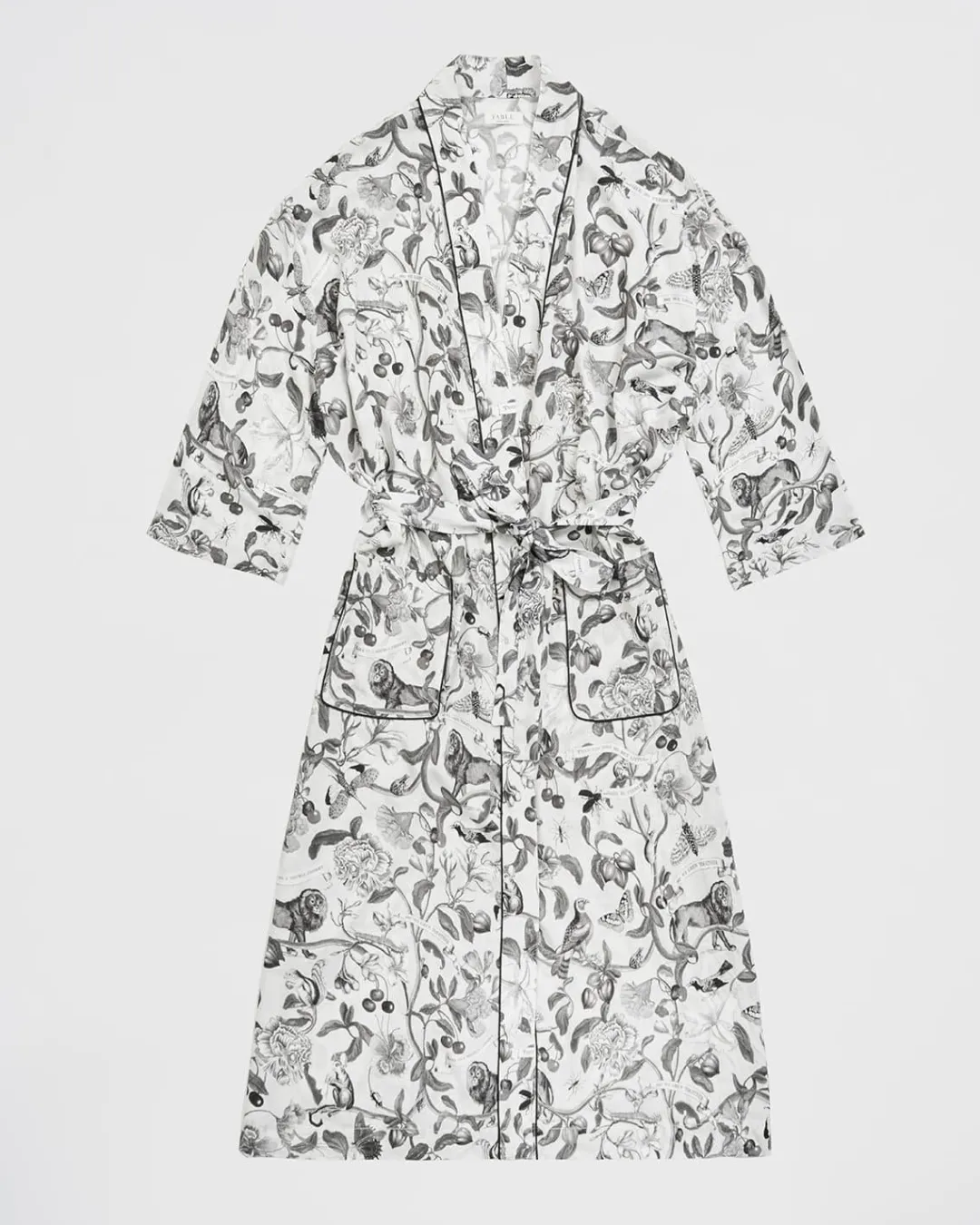 Hot Fable England Tree of Life Monochrome Long Kimono