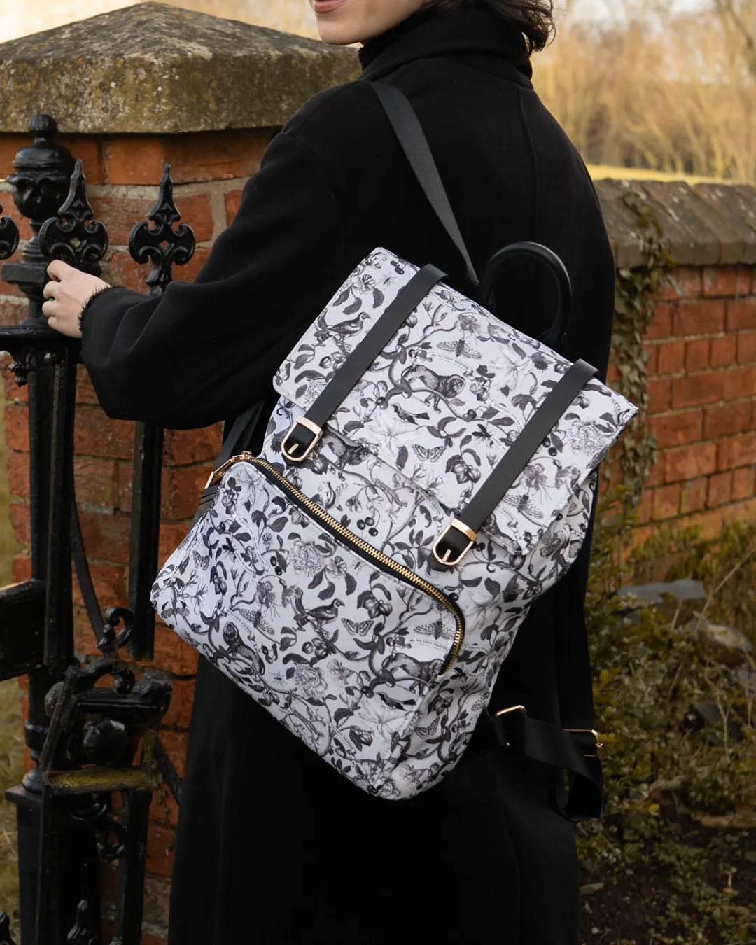 Fashion Fable England Tree Of Life Monochrome Medium Backpack