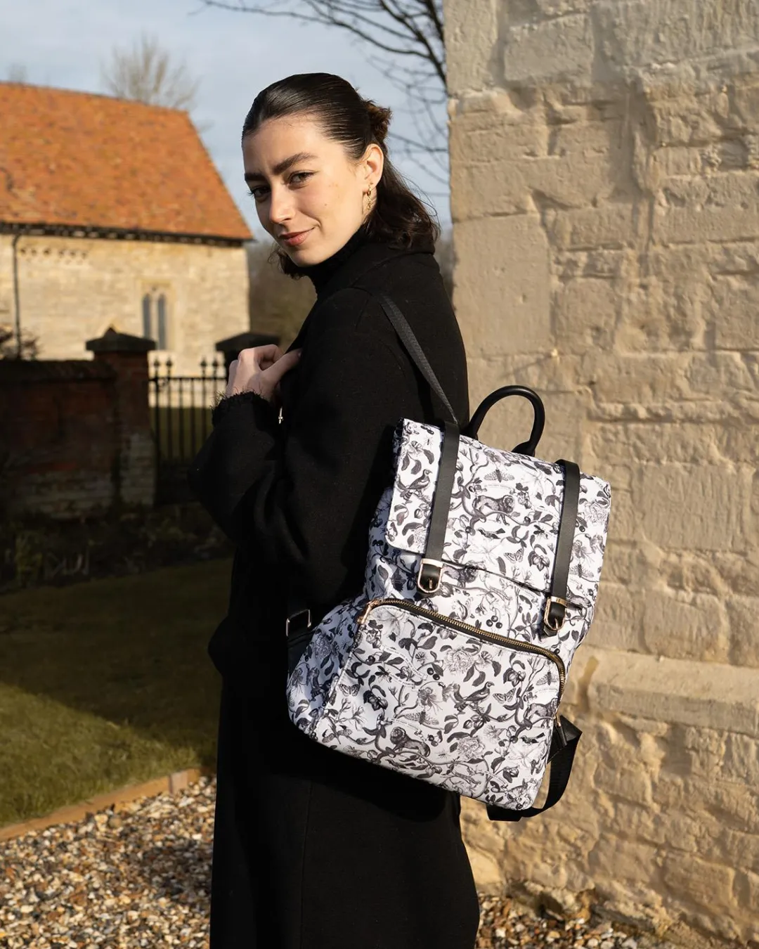 Fashion Fable England Tree Of Life Monochrome Medium Backpack
