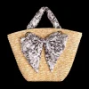 Hot Fable England Tree Of Life Monochrome Raffia Basket Bag